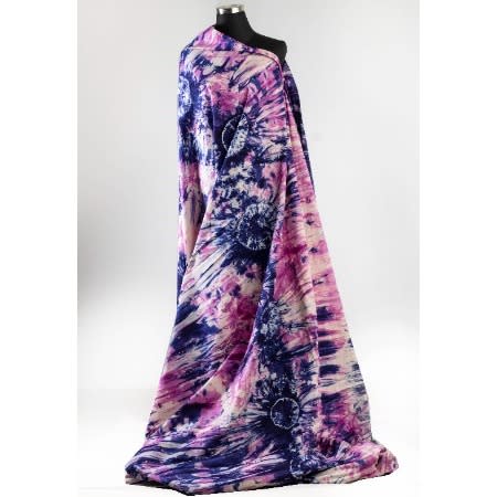 Adire Fabric - Blend Of Blue + Pink And Carton - 5 Yards