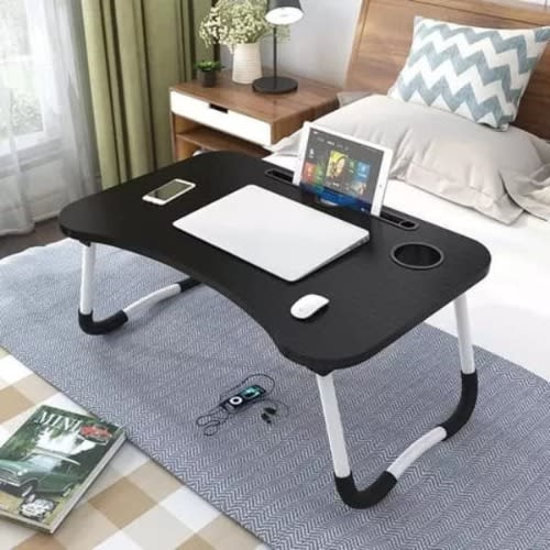Laptop Table With Dock Stand & Cup Holder - Black