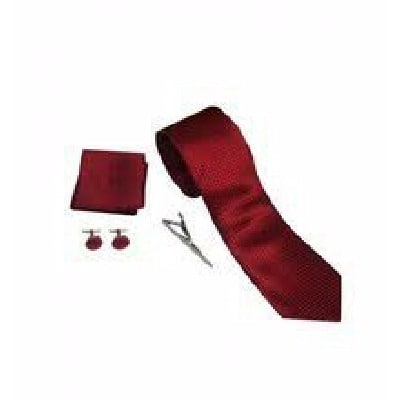 Tie, Cufflinks & Pocket Square - Burgundy