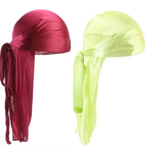 2 In 1 Silky Durags(Wine & Lime green)