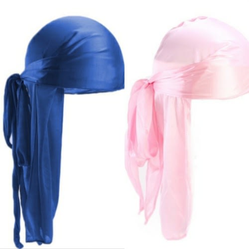 2 In 1 Silky Durags(Royal blue & Pink)