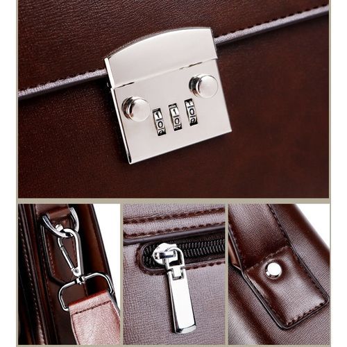 Executive Genuine Leather Men's Passcode Briefcase Handbag