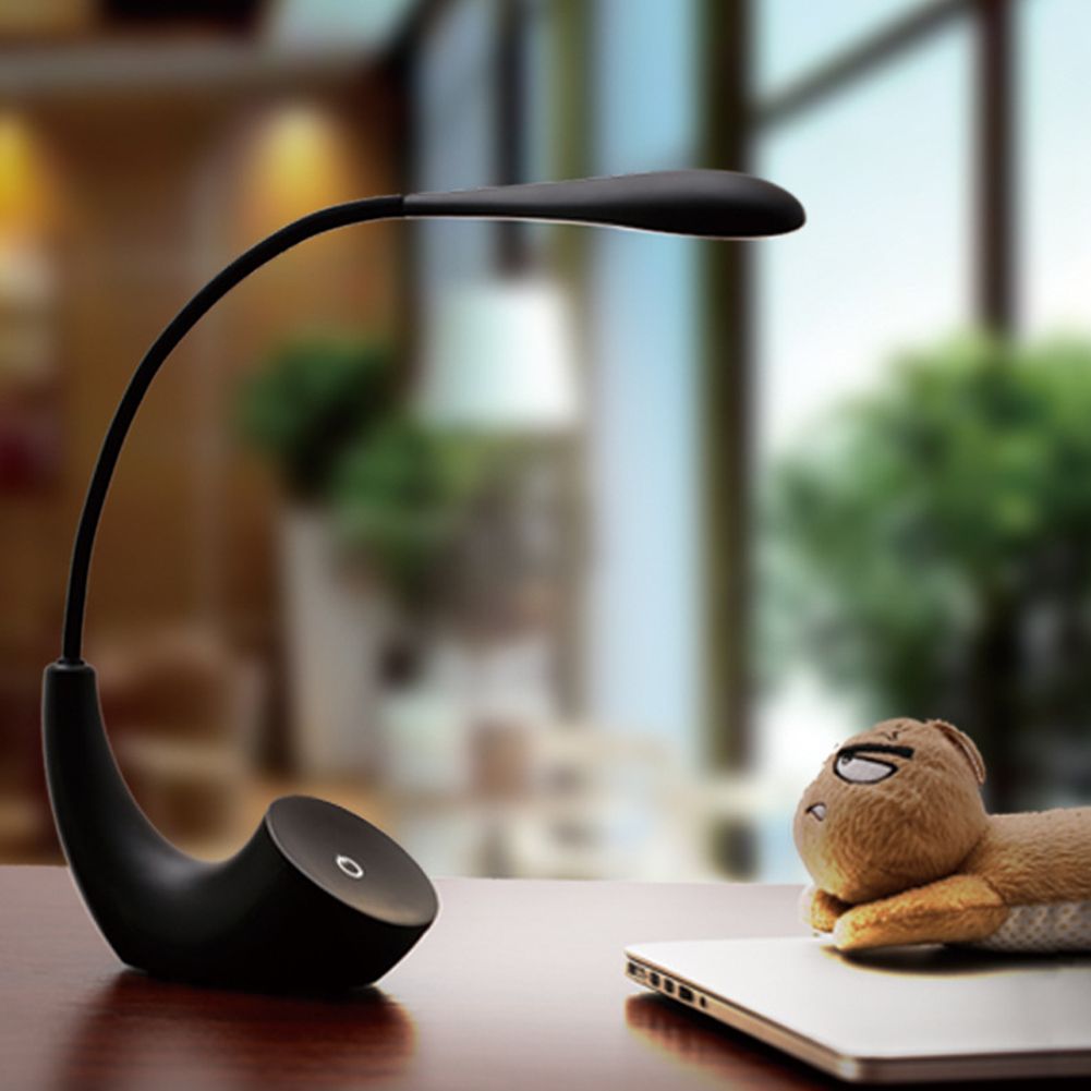 5W LED Eye Protection Table Lamp Dimmable Bendable 3 Modes USB Rechargeable Touch Sensor Control Reading Desk Lamps Night Light(Black)
