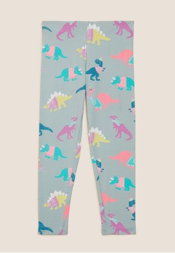 Cotton Rich Aqua Dinosaur Leggings