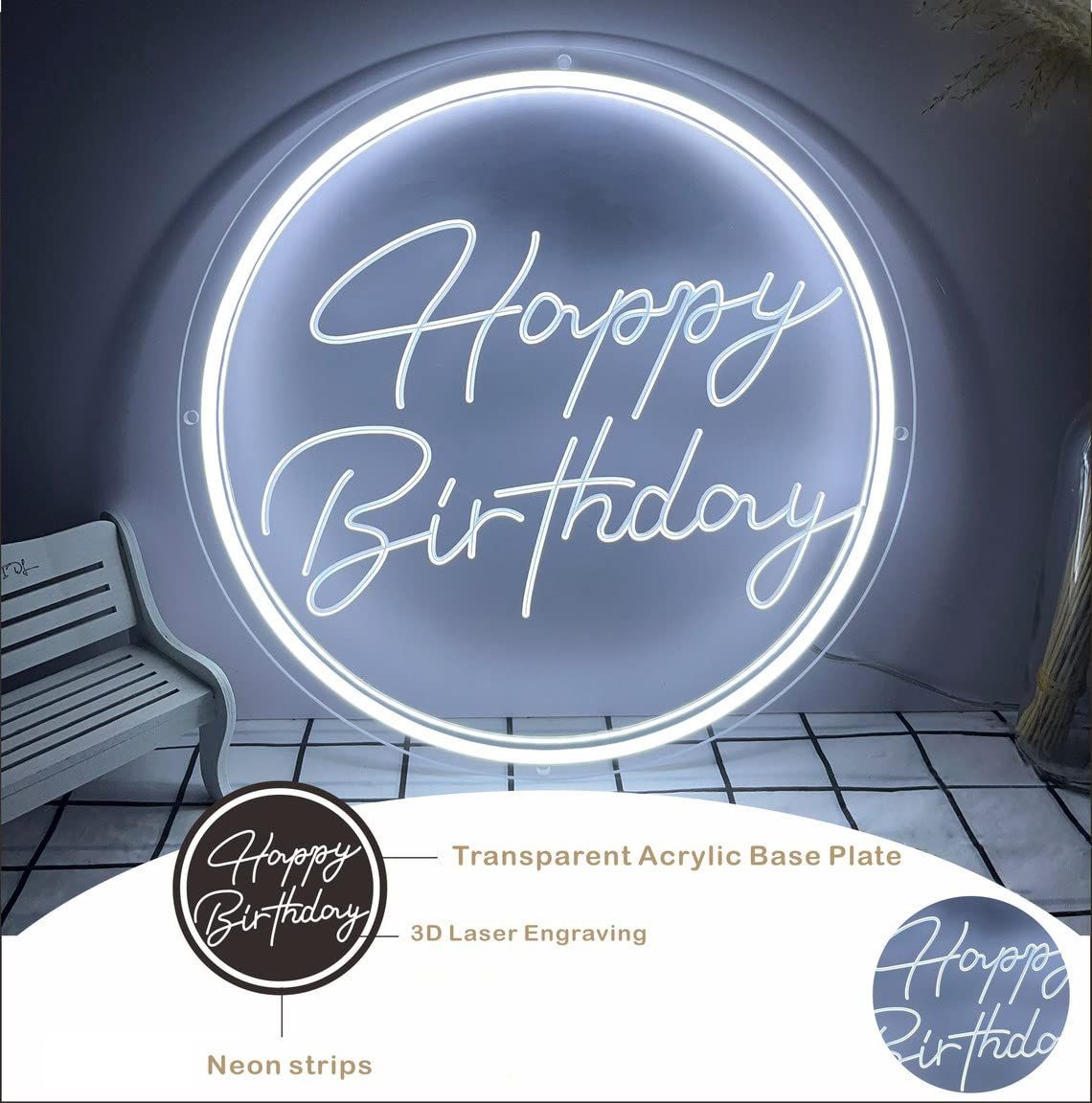 Happy Birthday Neon Light Decoration Logo For Party Bedroom