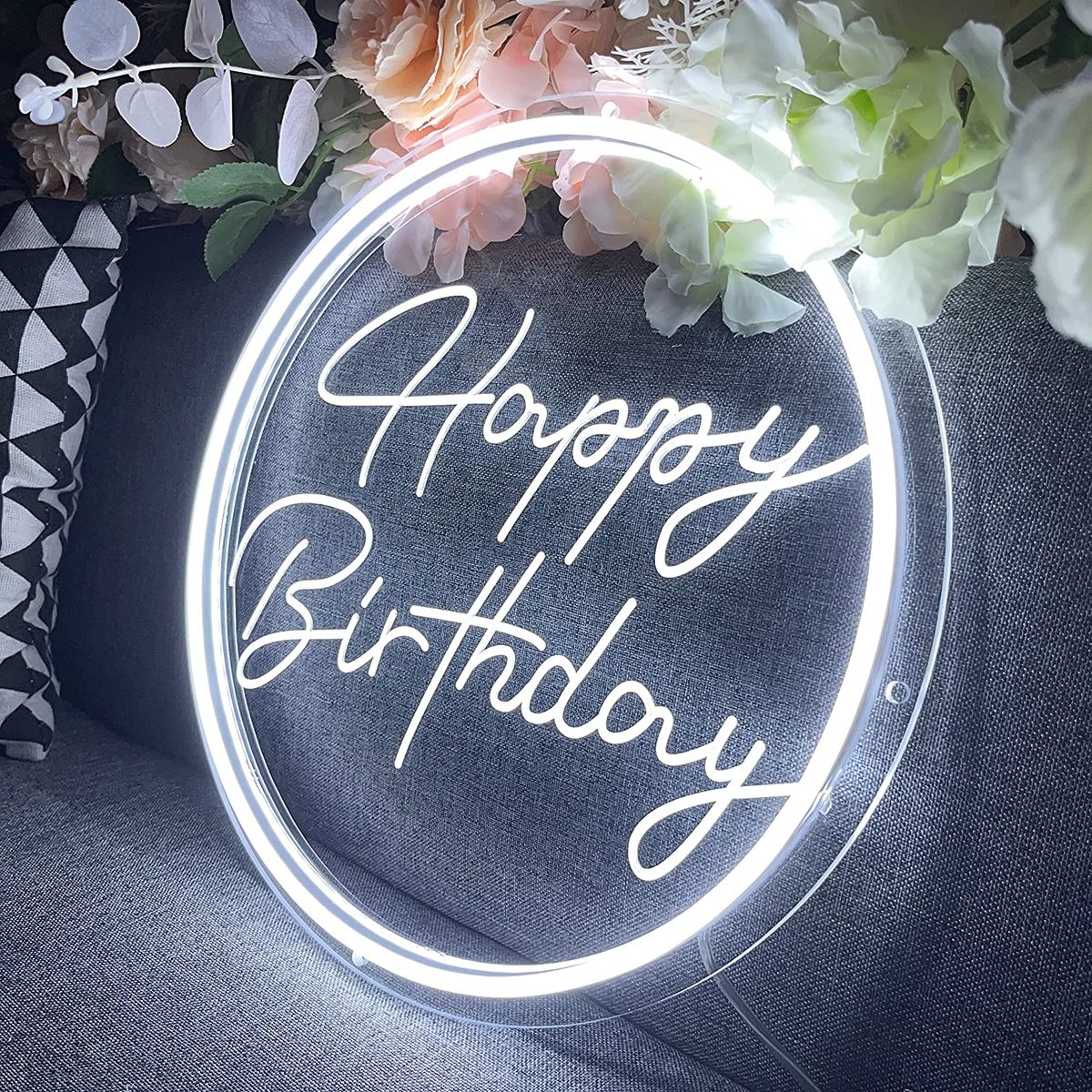 Happy Birthday Neon Light Decoration Logo For Party Bedroom