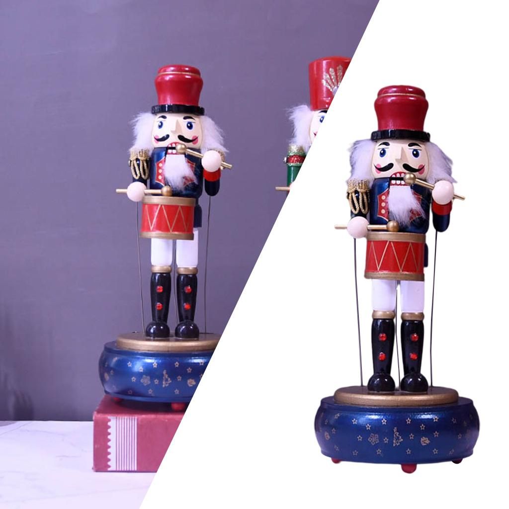 Nutcracker Ornaments 36cm Music Box Nutcracker Soldier For Blue