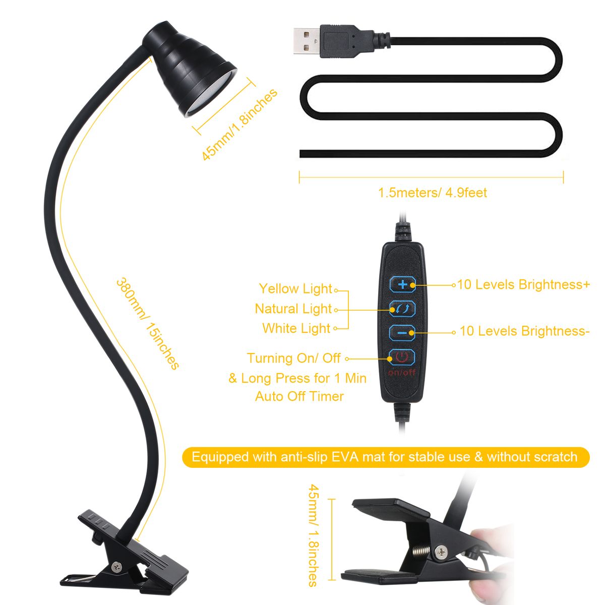 Tomshine 5W 24LEDs Table Desk Lamp Reading Beside Light