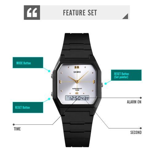 Ultrathin Digital Electronic Watch Dual Display Unisex 3Time