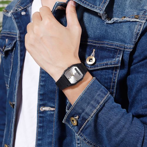 Ultrathin Digital Electronic Watch Dual Display Unisex 3Time