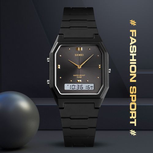 Ultrathin Digital Electronic Watch Dual Display Unisex 3Time