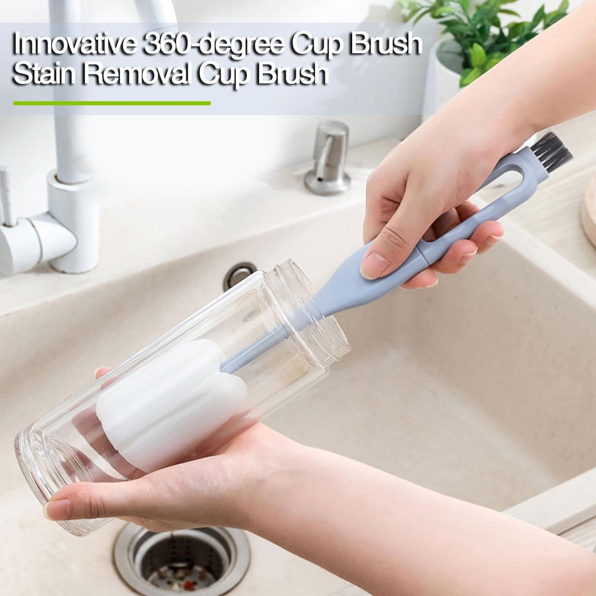 Cup Brushes for Efficient Duo 2pcs U-shaped Cup Brush Set Gentle Blue