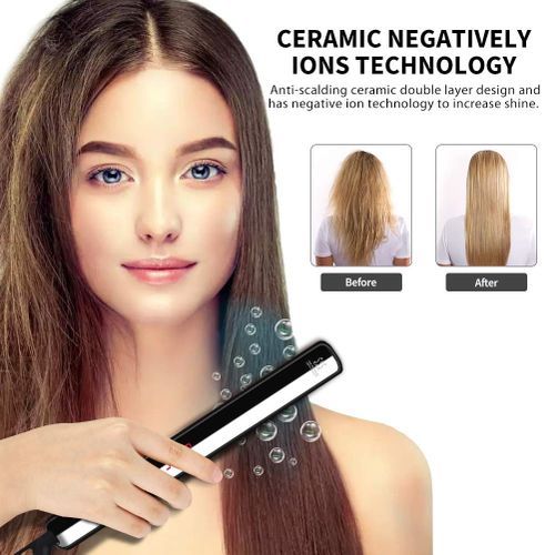 6 Level LCD Temperatur Display Hair Straightener Comb Hair Style Modelling Comb For Women-G17-Black