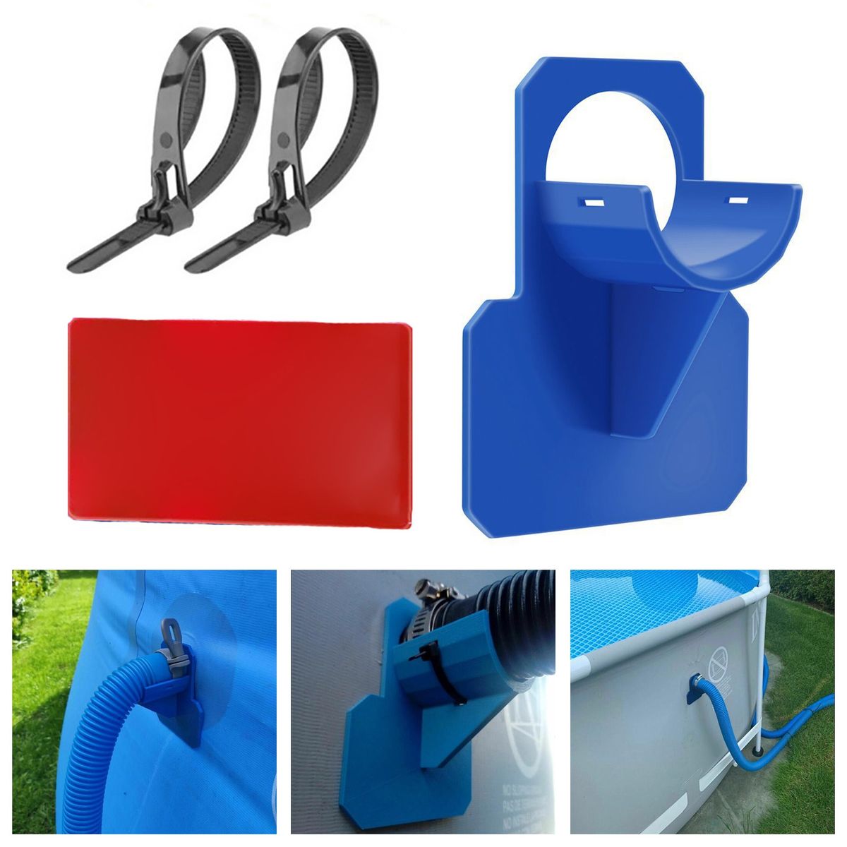 1 Set Pool Hose Holder Sturdy Construction Water Blue