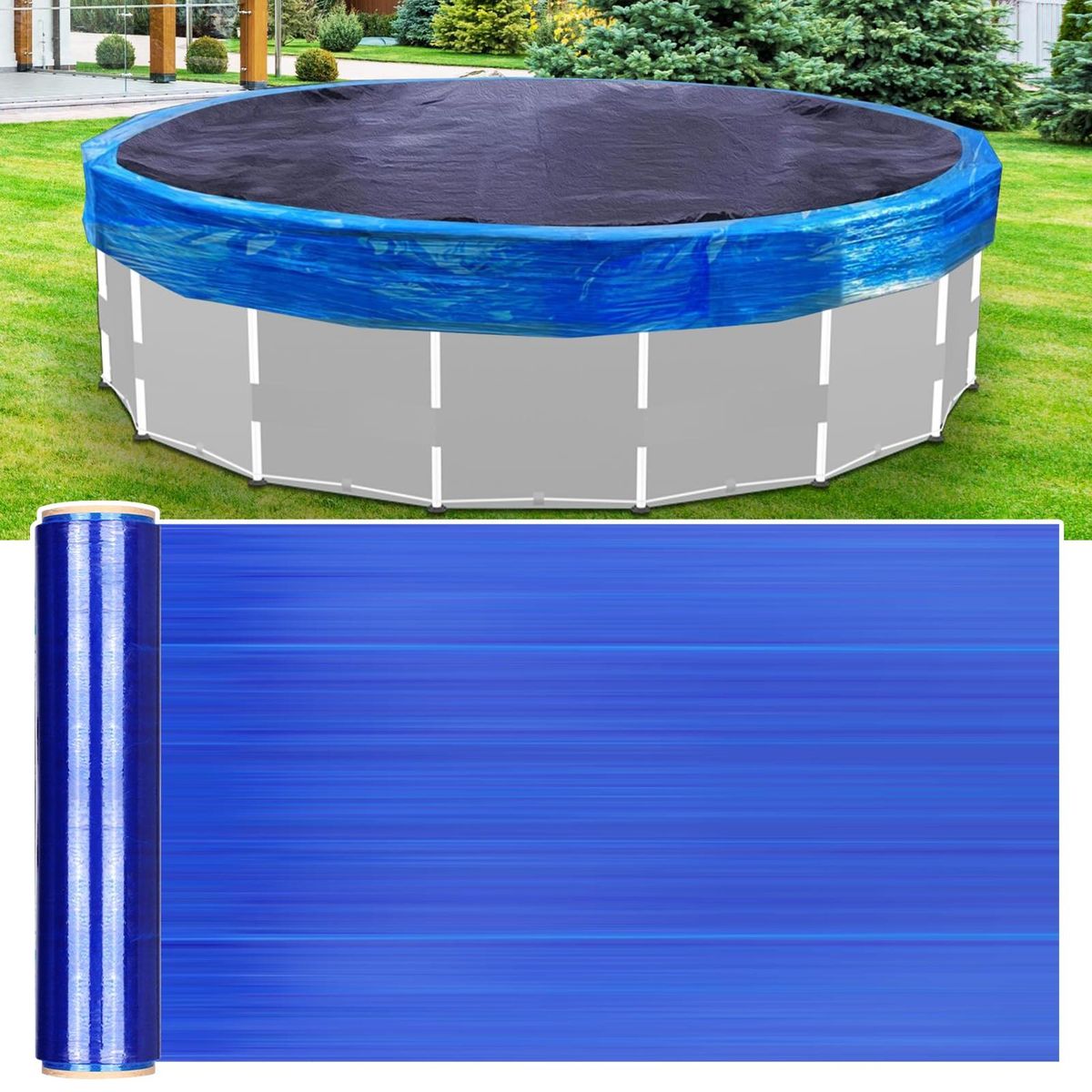 Wind-resistant Plastic Wrap for Outdoor Storage Windproof Pe Colored Blue