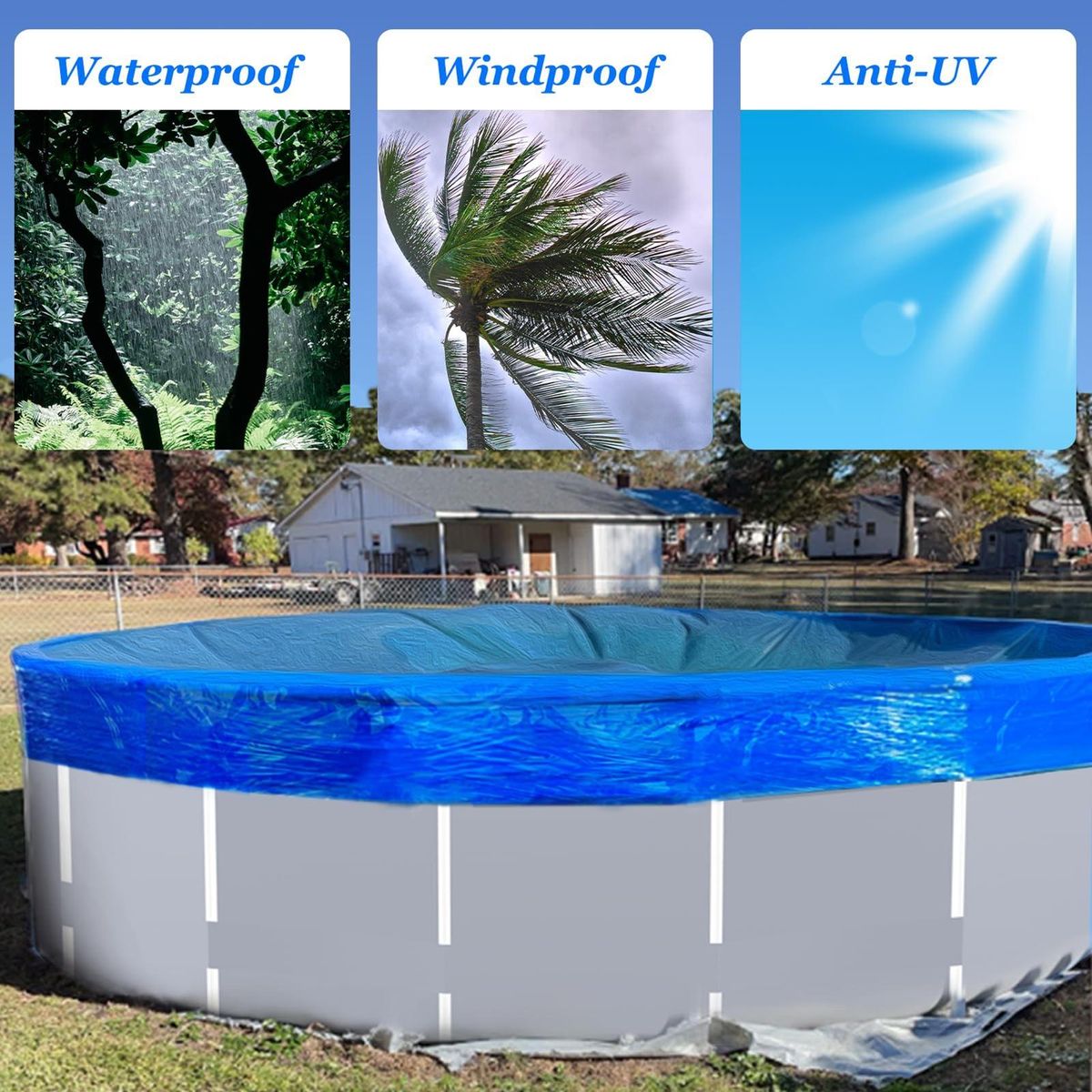 Wind-resistant Plastic Wrap for Outdoor Storage Windproof Pe Colored Blue