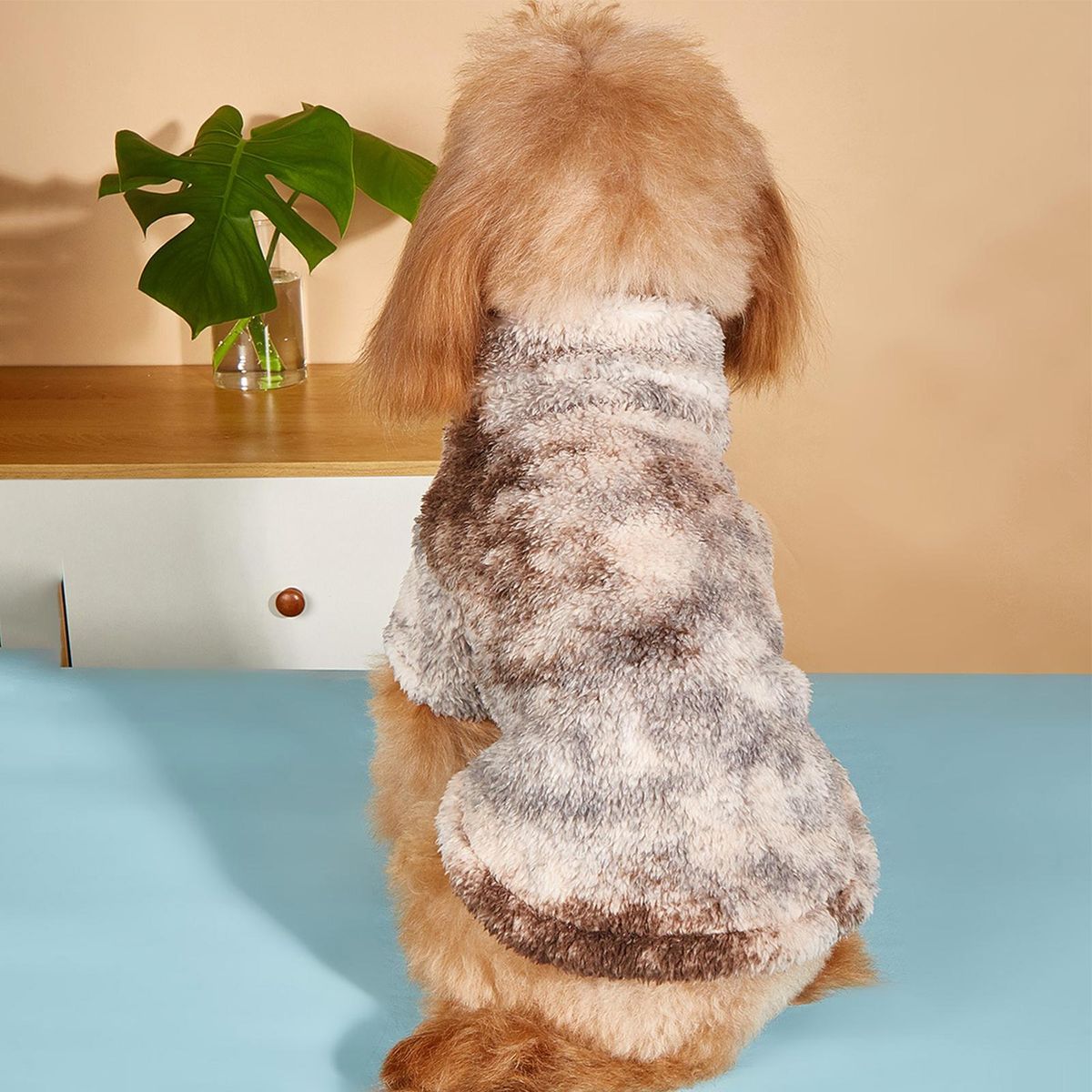 Pet Winter Clothing Dog Cat Two-legged Plush Outerwear Pet Clothes Beige