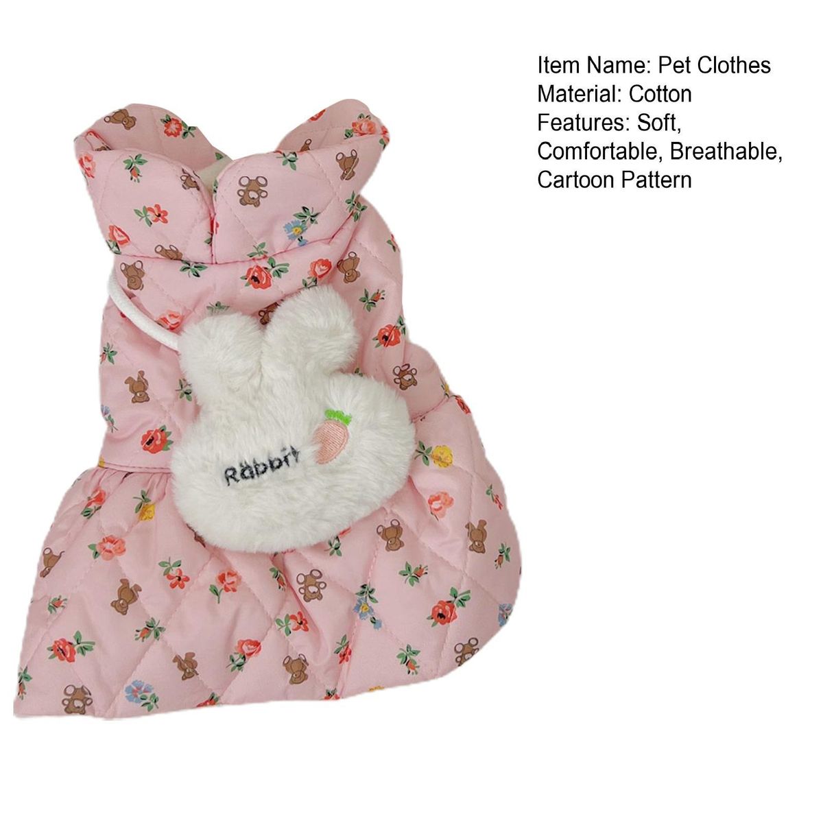 Cat Skirt Cartoon Print Pet Cat Dog Skirt Coat Outfit Pink