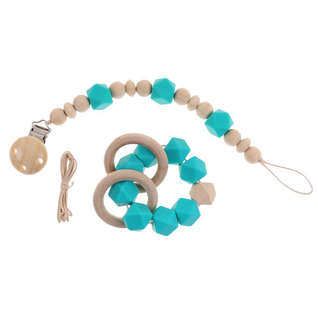 DIY Silicon Teething Bracelet Baby Toy Wooden Beads -
