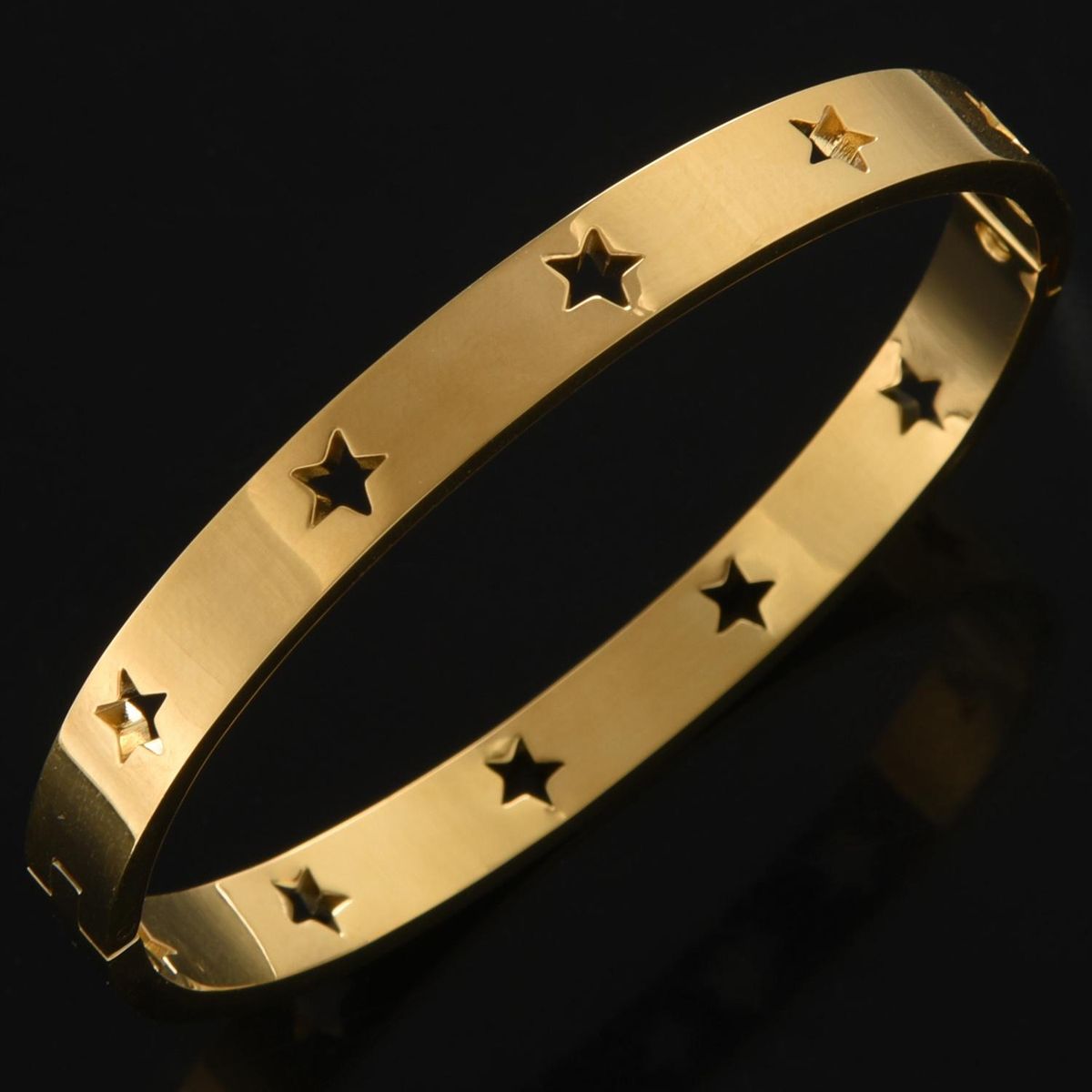 Punk Titanium Stainless Steel Stars Bangle for