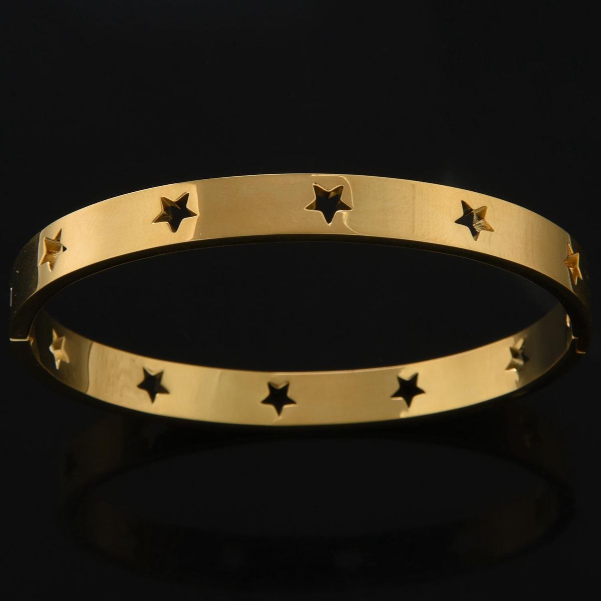 Punk Titanium Stainless Steel Stars Bangle for