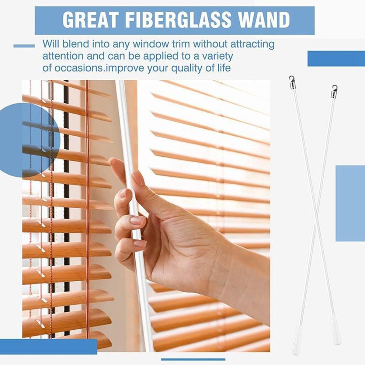 Adjustable Curtain Rod with Pre-installed Hooks White Blind Hooks White