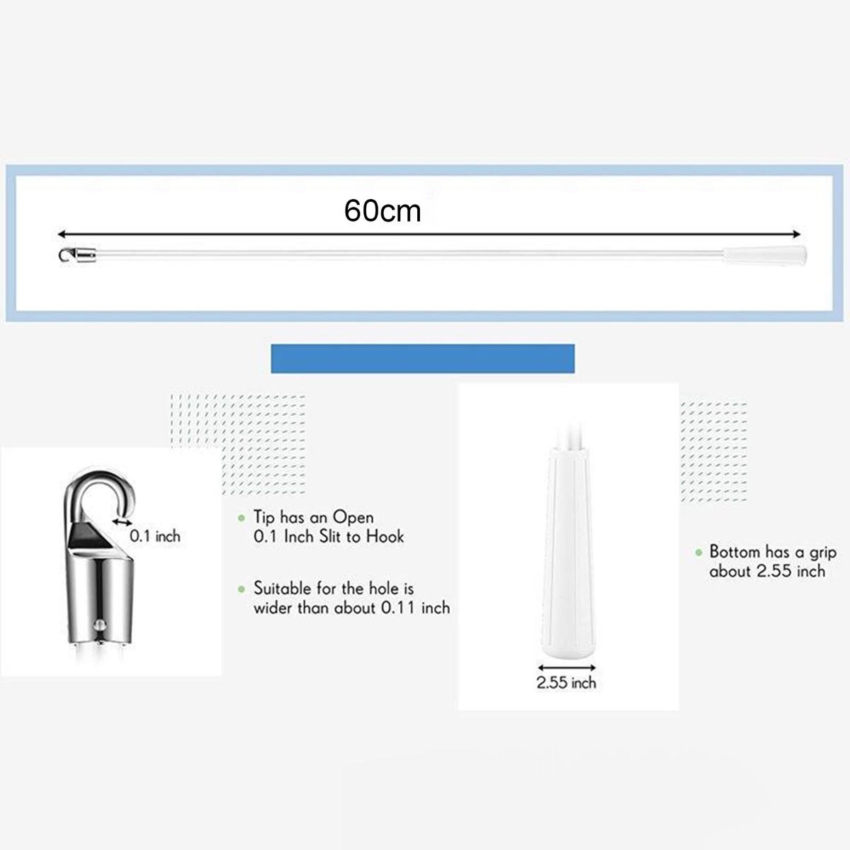 Adjustable Curtain Rod with Pre-installed Hooks White Blind Hooks White