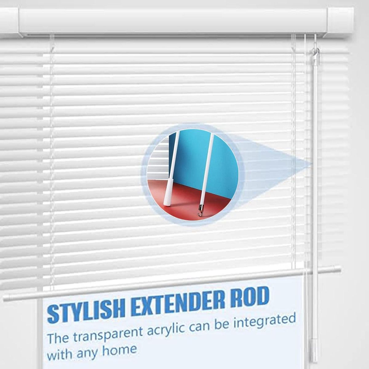 Adjustable Curtain Rod with Pre-installed Hooks White Blind Hooks White