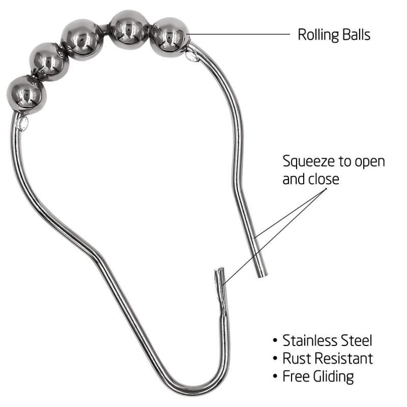 24pcs Iron Shower Curtain Hooks Rings For Bathroom (Silver)