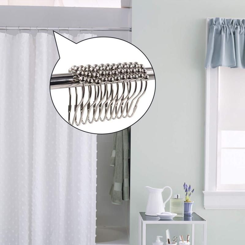 24pcs Iron Shower Curtain Hooks Rings For Bathroom (Silver)