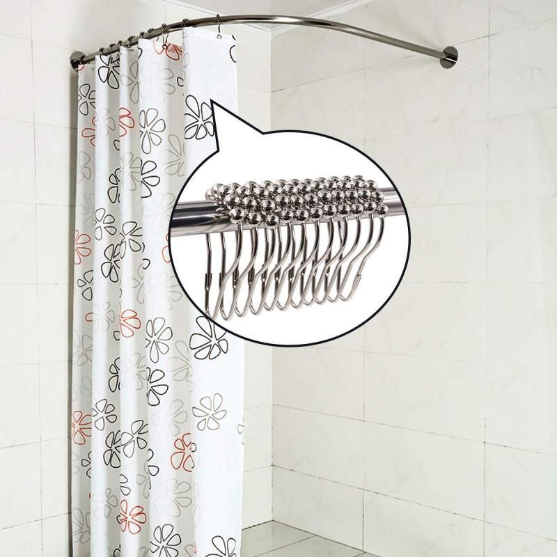 24pcs Iron Shower Curtain Hooks Rings For Bathroom (Silver)