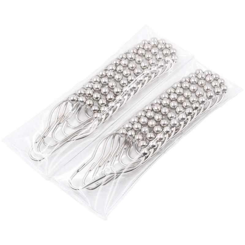 24pcs Iron Shower Curtain Hooks Rings For Bathroom (Silver)