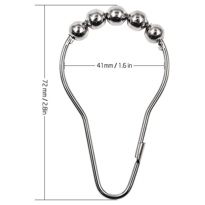 24pcs Iron Shower Curtain Hooks Rings For Bathroom (Silver)