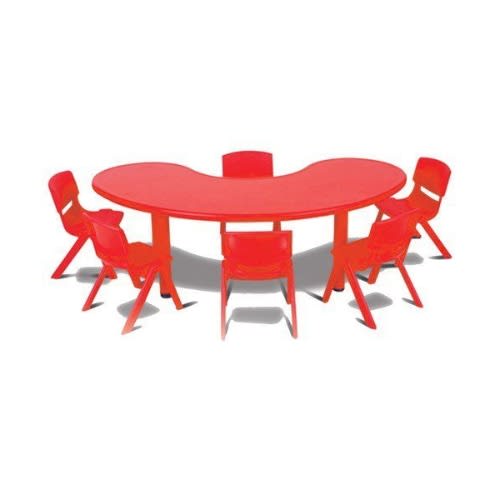 Classroom Study Table And 6 Chairs For Kids - Red