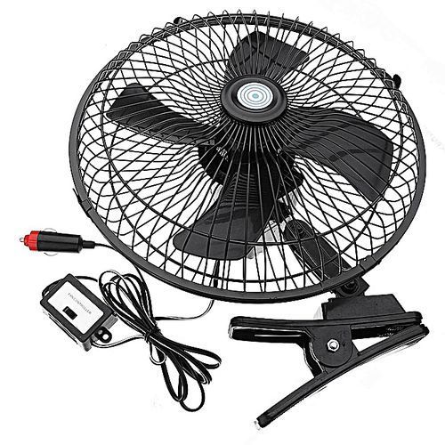Portable 12V DC Electric Oscillating Car Cooler Fan Clip Switch Outdoor Camping