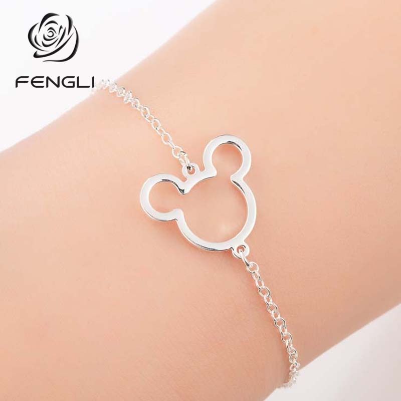 Fengli Hollow Cute Mickey Stainless Steel Bracelet Romantic