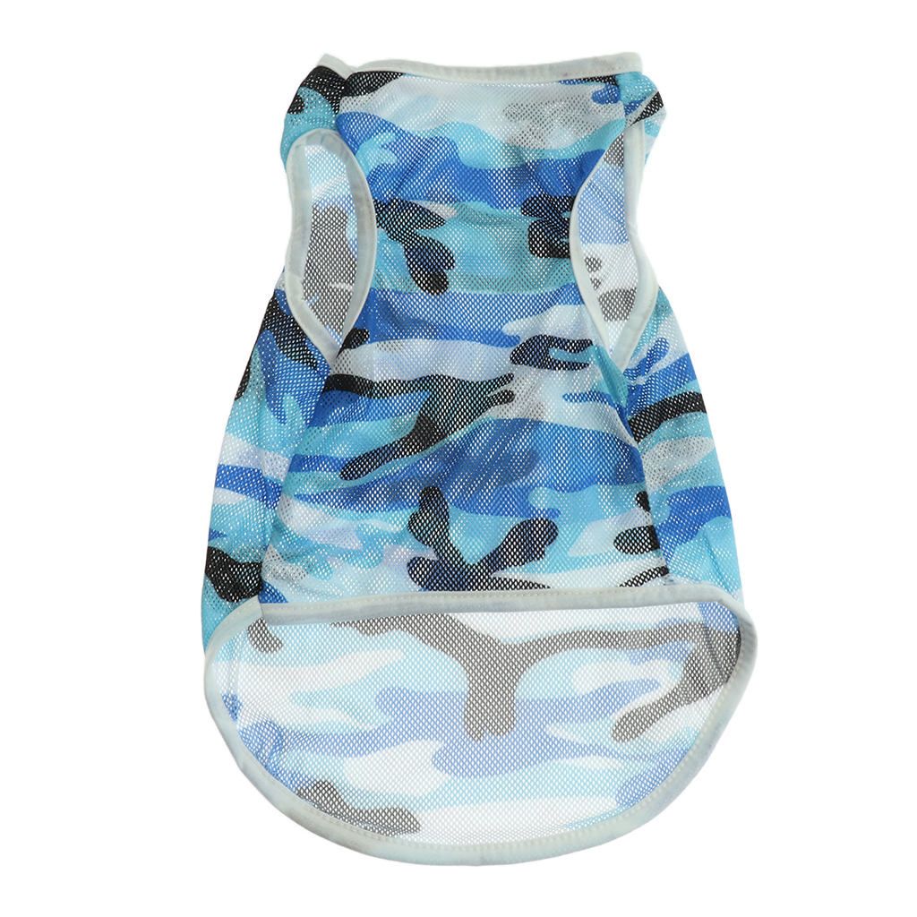 Pet Dog Summer Clothes Puppy Medium Large Dog  Mesh Blue-S