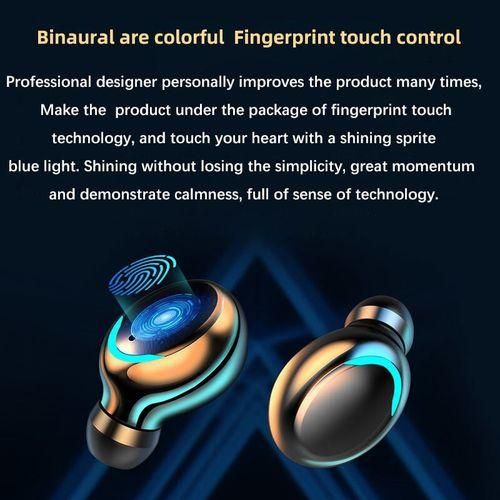 LED Display F9 Wireless Bluetooth Fingerprint Control Waterproof Headphones