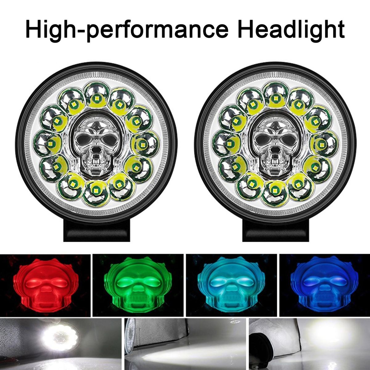 Waterproof Headlight Skull Circle Led Headlight High-performance Car