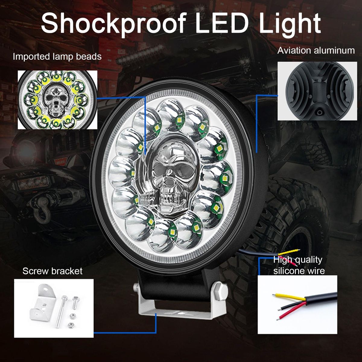 Waterproof Headlight Skull Circle Led Headlight High-performance Car