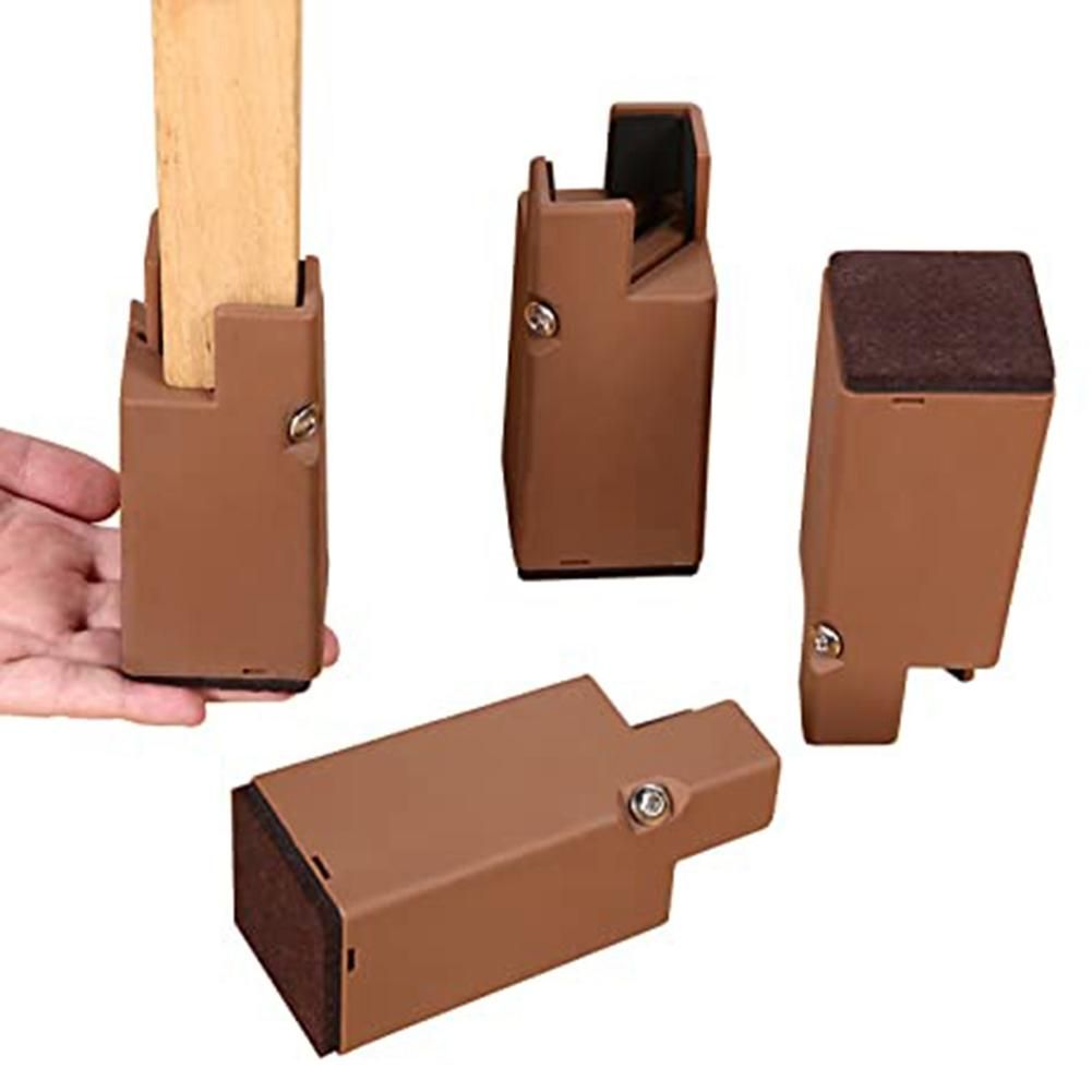 Adjustable Chair Risers with Screw Clamp,(Brown, 4