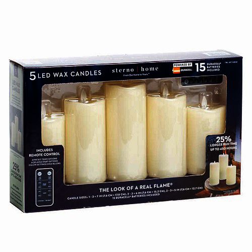 Home Pillar Led Candles With Moving Flame, 5 Piece