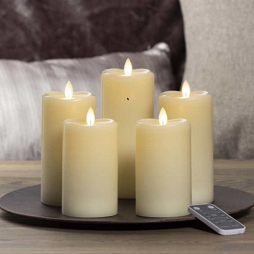 Home Pillar Led Candles With Moving Flame, 5 Piece