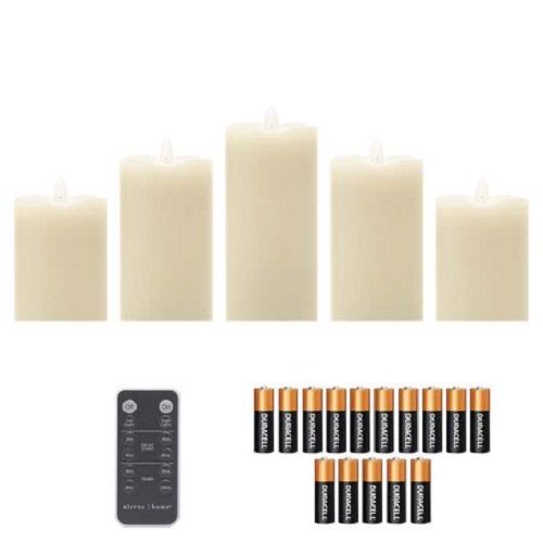 Home Pillar Led Candles With Moving Flame, 5 Piece