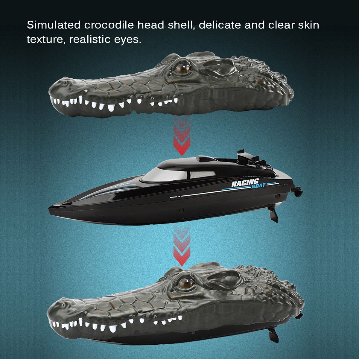 2.4G Wireless Remote Control Electric RC Boat Interesting Simulation Crocodile Head Vehicle Teenager Ship RC Toys For Kids