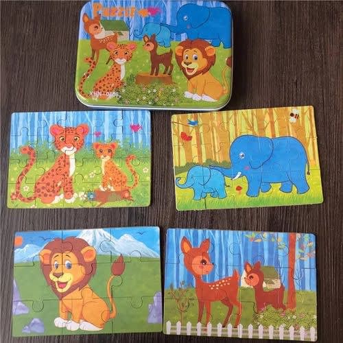 Learning Toy 4 In 1 Wooden Puzzle Set (46pc) - Zoo Animals