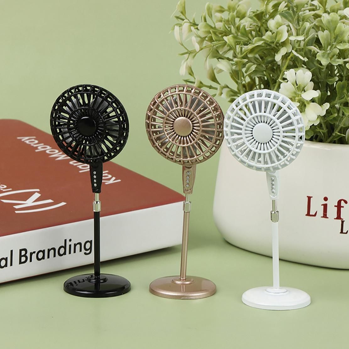 1 12 Dollhouse Mini Metal Fan Rotating Mini Electric Fan Models for Dollhouse Living Room Furniture Accessories,B