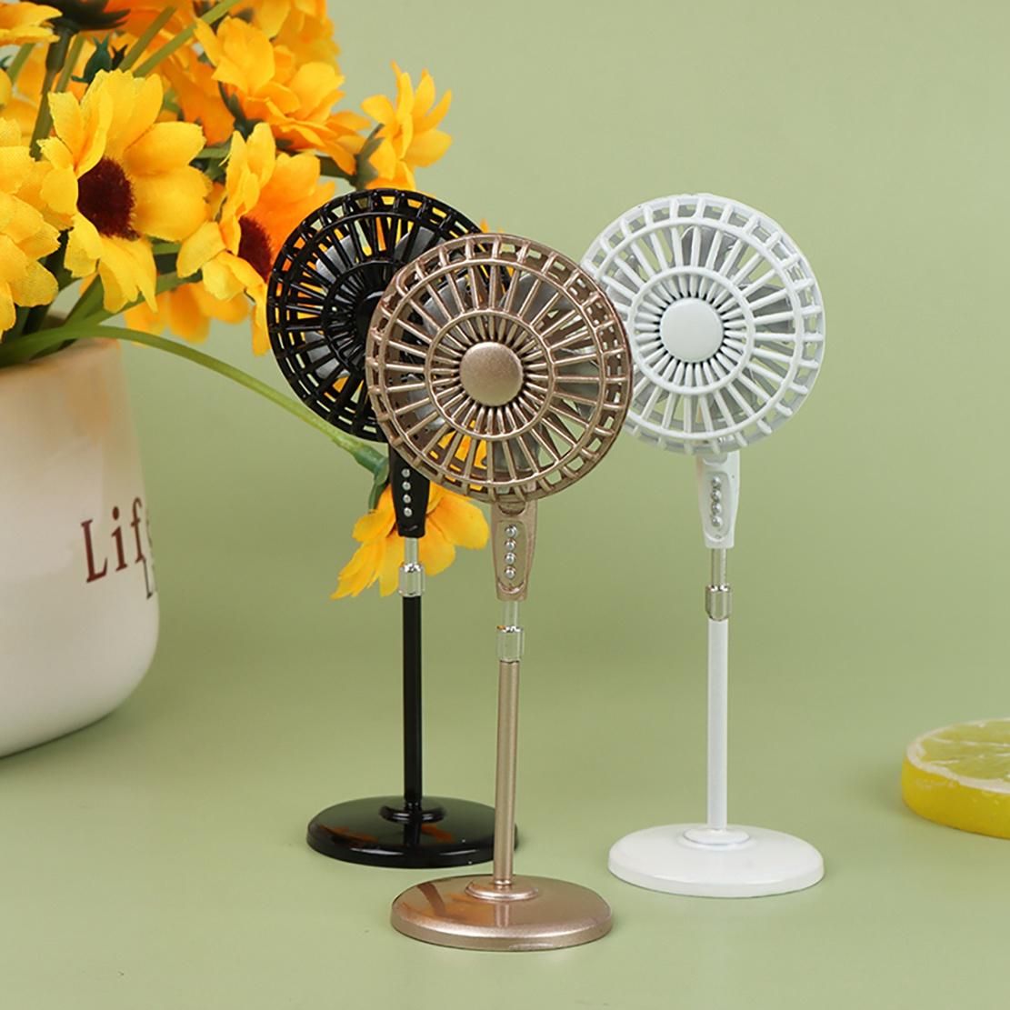 1 12 Dollhouse Mini Metal Fan Rotating Mini Electric Fan Models for Dollhouse Living Room Furniture Accessories,B