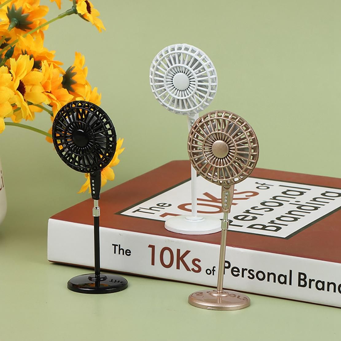 1 12 Dollhouse Mini Metal Fan Rotating Mini Electric Fan Models for Dollhouse Living Room Furniture Accessories,B