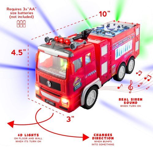 Fire Truck Toy For Kids With Flashing Lights And Sound